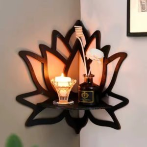 Étagères murales bohèmes Lotus en bois naturel 🪷